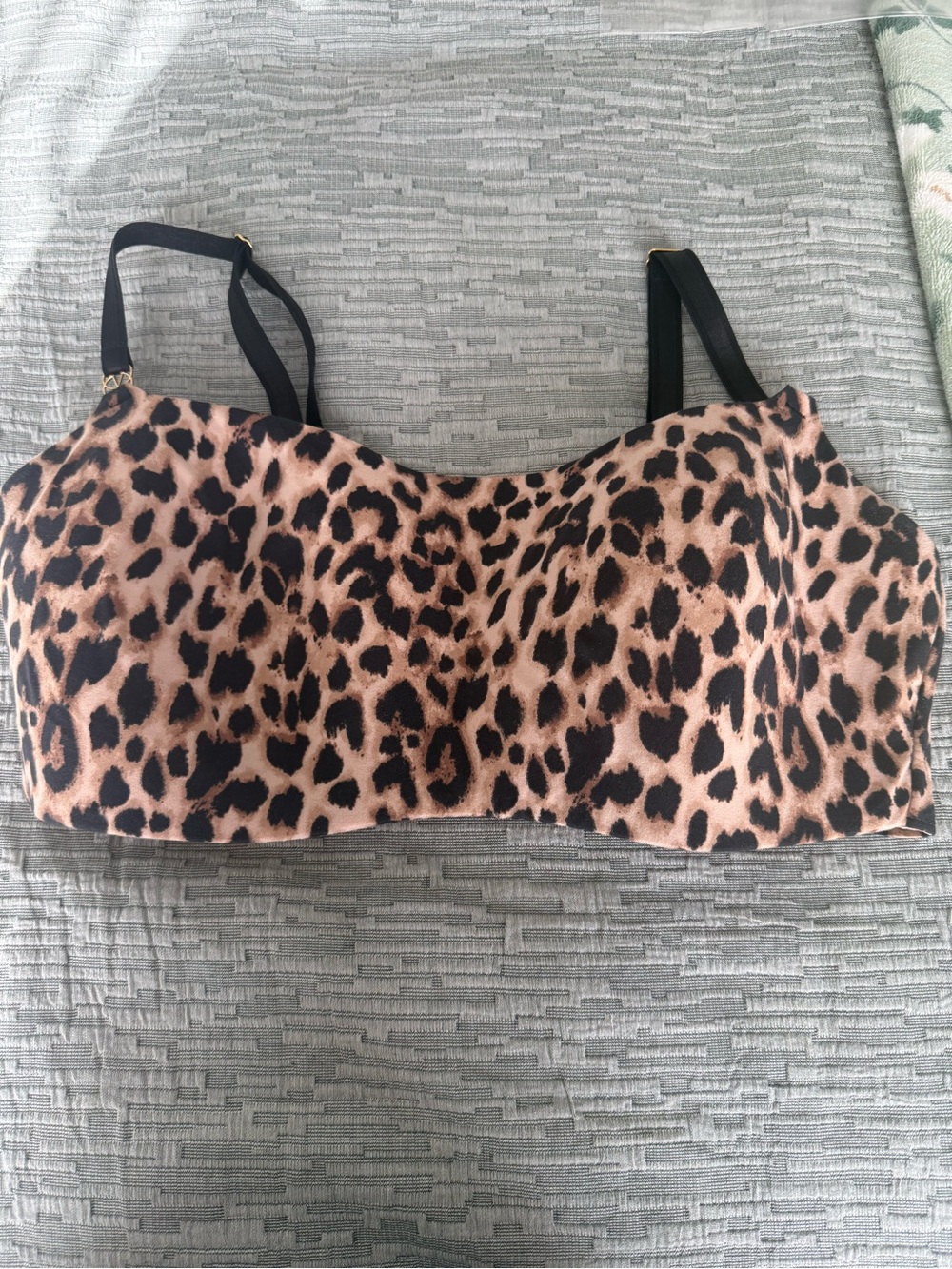 Victoria’s Secret Leopard Print Strapless Bra Top in Beige and Black
